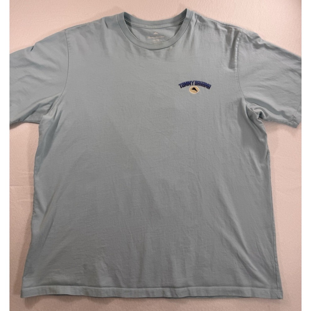 Tommy Bahama Mens T Shirt XL "The Grate Outdoors" BBQ UPF 30 Blue Short Sleeve